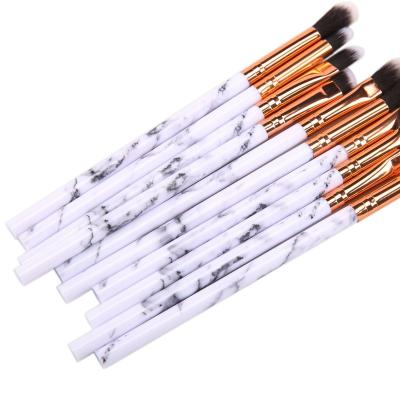 China Full set of Brush Beauty Tools Eyebrow Fan Brush 10 High Gloss Eye Fan Fan Marble Eyeshadow Brush Set for sale