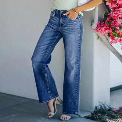 China Other WJ172 Amazon hot sale waist fashion jeans high tops washing denim rocket women jeans boot cut jeans women for sale