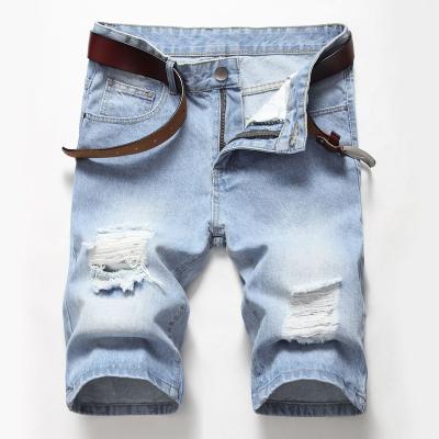 China MS027 high quality breathable jeans shorts men's summer stretch denim pants destroyed denim shorts men for sale