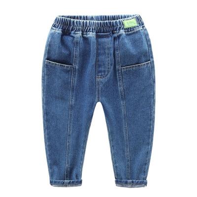 China CJ004 Breathable Blue Jeans Kids Waist Cotton Denim Pants Kids Jeans Outfits Elastic Kids Wear Boys Jeans for sale