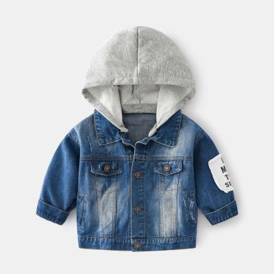 China Wholesale breathable young boys clothing CJ002 outwear hooded denim lattice cotton jacket blouse kids denim jacket for sale