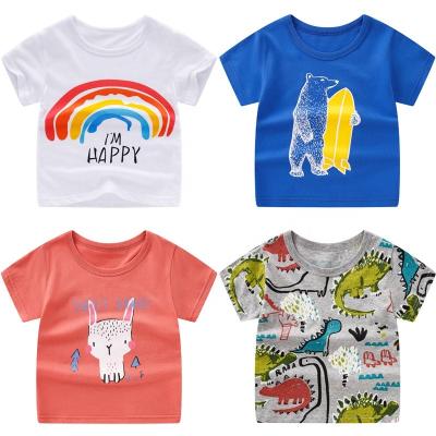 China 100% Breathable Designer Shirts Summer Girls Cotton Shirt Cartoon T-shirt Children Unisex Kids Clothing for sale