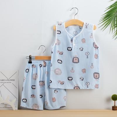 China Fashion Breathable Wholesale Pajamas Sets Kid Boys Unisex Sleepwear Clothing Suits Printed Short Sets Kids for sale