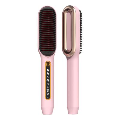 Κίνα Professional Adjustable Heat Settings 2 in 1 Travel Use LED Ceramic Comb Hair Curler Ionic Electric Hair Straightener προς πώληση