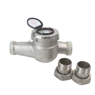 China High Performance Water Meter Class B Multi Dial DN40 Sliver Dry Stainless Body Jet Water Flow Meter for sale