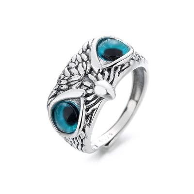 China New Design Sterling Silver Adjustable Owl Ring Hippie Personality Alive High Quality FASHIONABLE Design Silver Gift Jewelry for sale