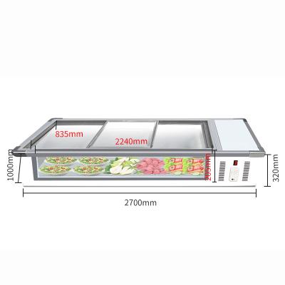 China Single-temperature Custom Design Commercial Horizontal Glass Door Frozen Food Island Freezer Cabinet Display for sale