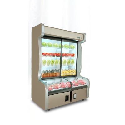 China New Style Three Temperatures Open Front Cooler Supermarket Fruits And Vegetables Display Multilayer Display Cabinet for sale