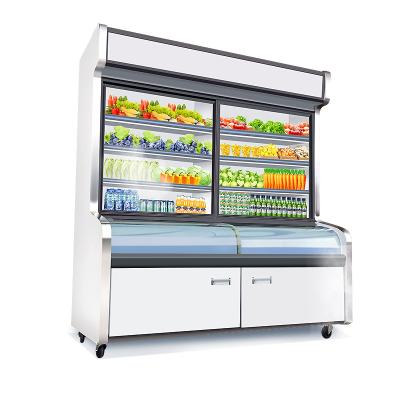 China Three Temperature Restaurant Using Commercial Use Frozen Food Cabinat Display With Fruit Meat Duck Neck Sliding Door Chest Freezer for sale