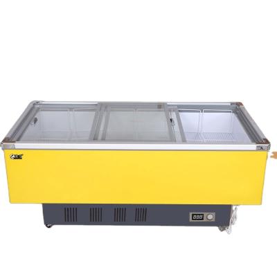 China Professional Single-Temperature Display Island Chest Freezer for Supermarket Grocery Commercial Glass Door Combination Island Cabinet for sale