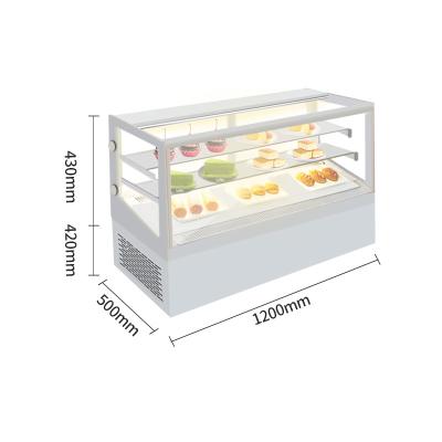 China Single-temperature bakery shop equipment pastry cooling cooler cake display cabinet cake display refrigerated glass display fan for sale