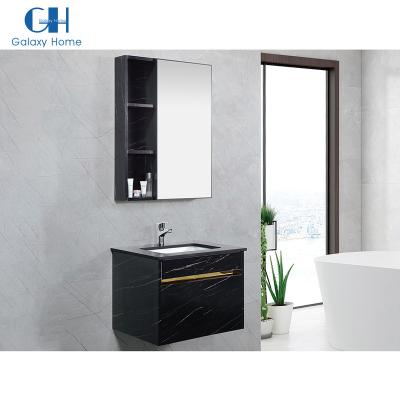 China Durable Black Gold Lauren 304 Stainless Steel Ceramic Slab Bathroom Sink Vanity Mirror Cabinet for sale