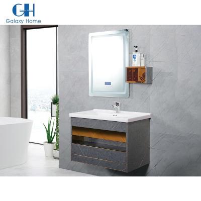 China Modern Design Durable Gray Bathroom Cabinet Wall Mounted With Mirror for sale