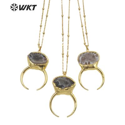 China 2021new arrival WT-N1322 fashion geode romantic agate beautiful elegant and fine jewelry necklace suitable for lady and party for sale