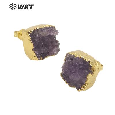 China New Arrival WT-E652 Wholesale Amethyst Stone Earrings Romantic Studs Beautiful And Elegant Fashion Earrings For Lady As Luxury Gift for sale