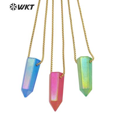 China 2021 New Arrival WT-N1318 Romantic Crystal Quartz With Aura Stone Necklace Elegant And Colorful Female Necklace Jewelry For Women for sale