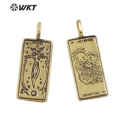 China Religious WT-MP219 WKT 18K Real Gold Plated Long Square Symbolic Ancient Necklace Pendant With Black Decorative for sale