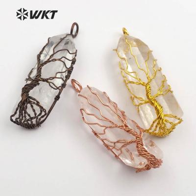 China Wholesale Natural Stone WT-P1399 Stone Pendant With 24k Gold Plated Exquisite Crystal Charm Pendant for sale