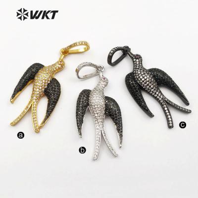 China Beautiful Newest High Quality WT-MP095 Micro Pave Cubic Bird Shape Women Jewelry Accessories Zirconia Pendant Sparkle Pendant for sale