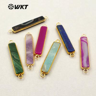 China WT-C223 WKT New Fashion Wholesale Jewelry Real Gold Plated Natural Gemstone Connector Elegant Agate WT-C223 WKT for sale