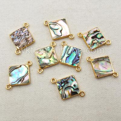 China Wholesale Romantic Diamond Shape Natural Abalone Shell Connector,Fashion Jewelry WT-C202 Gold Plated Edge Abalone Shell Connector for sale