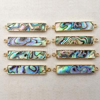 China Romantic Glittering Natural Abalone Shell Connector, WT-C145 Rectangle Gold Plated Charming Abalone Shell Connector In High Quality for sale