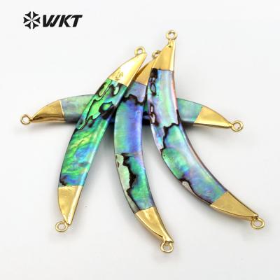 China BOHEMIA WT-P521WKT Hot Sales Women Fashion Gold Abalone Double Dangle Earrings Natural Abalone Shell Pendant Elegant Double Earrings For Jewelry for sale