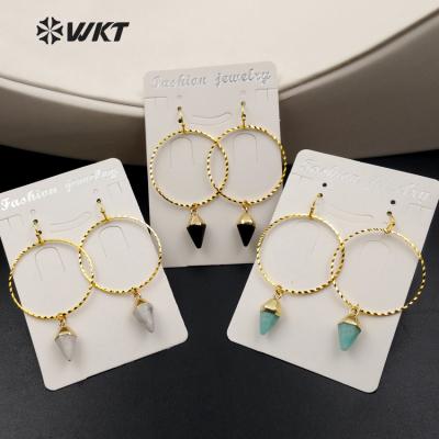 China New WT-E381 WKT Romantic Fashion Real Gold Plated Unique Design Earrings Gorgeous Dangle Earrings for sale