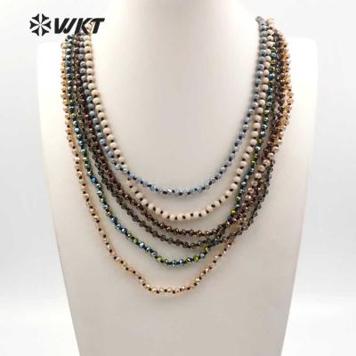 China WT-N1114 WKT multicolor beads fashionable wholesale long necklaces pearls shining noble necklaces for women for sale