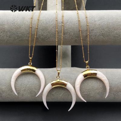 China Wholesale New Fashion Gold Plating Jewelry Crescent Shape White Shell Necklace WT-N1068 WKT Real for sale