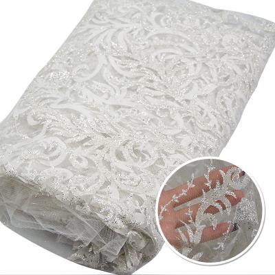 China Organic Dress Wedding Dress Mesh Garment Yarn Yarn Apparel Lace Fabric Even Gold-Spraying for sale