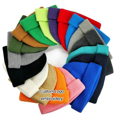 China JOINT Wholesale Custom Knitted Hats Embroidered Logo Warm Beanie Men's Crochet Winter Hat for sale