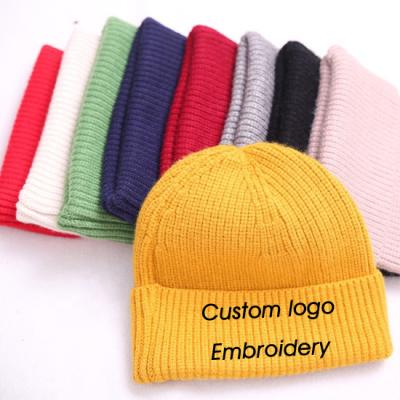 China Beanie Hat For Winter Knitted Acrylic Embroidered Custom Wholesale COMMON for sale