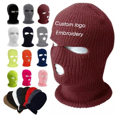 China Wholesale custom JOINT logo beanie hats knit full face cover ski mask 3 hole balaclava ski mask for sale