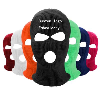 China Custom Design COMMON Logo Full Face Masks Custom Made With Embroidery 3 Hole Balaclava Ski Masks for sale