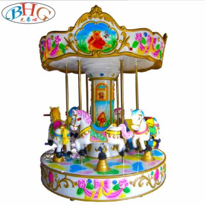 China Cheapest Theme Park Coin Operated Amusement Merry Go Around Six Players Outdoor Carousel Kiddie Ride Kids Rides Horses for sale