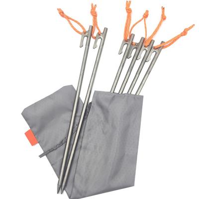 China Titanium Tent Peg Outdoor Camping Tent Stake Gray Color Metal Canopy Nails Hot Selling Tent Accessories for sale