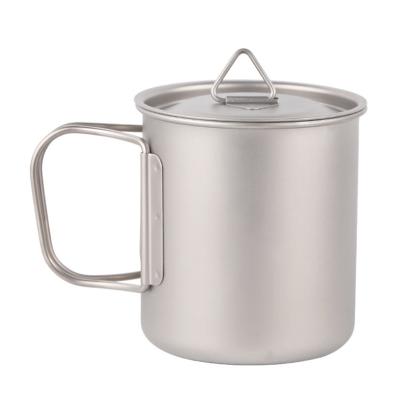 China Factory Wholesale Titanium Folding Water Mug 450ml Folding Handle Coffee Mug Cooking Pot With Lid for sale