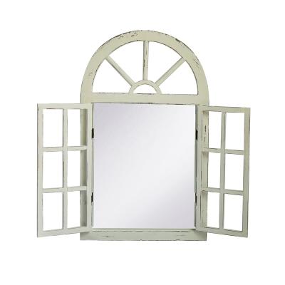 China Recyclable Materials Panel Mirrors Decorative (Old) Metal Wrought Iron Mirror with White Frame for sale