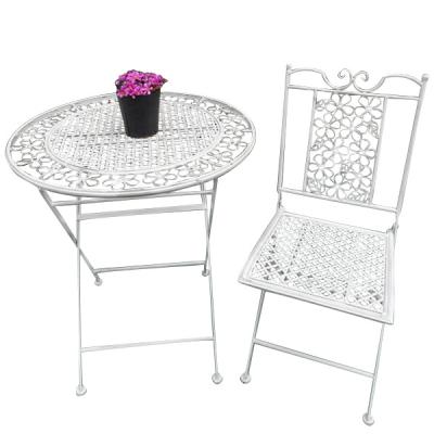 China Folding For Storage Easy Folding Wrought Iron Antique Cheap Dining Table Chair Set Furniture For Indoor Outdoor for sale