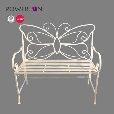 China Traditional Home & Garden Leisure Furniture Metal Outdoor Handcrafted Foldable White Bench for sale