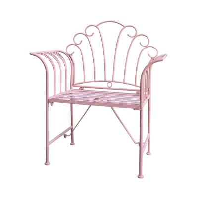 China Outdoor Vintage Garden Bench Waterproof Outdoor Metal Set Seating Pink Wrought Iron Benches for sale