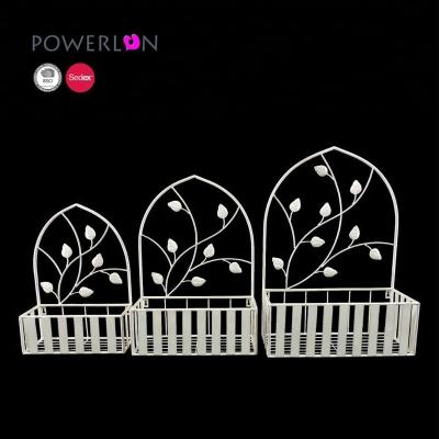 China Traditional Home Wall Hanging Flower Basket Plant Stand Metal Wrought Iron Home Decoration Cast Iron / Plant Decor Flower Stand Not Support for sale