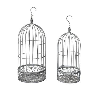 China Wholesale Breathable Unique Designer Decorative Gray Metal Iron Garden Bird Cage for sale