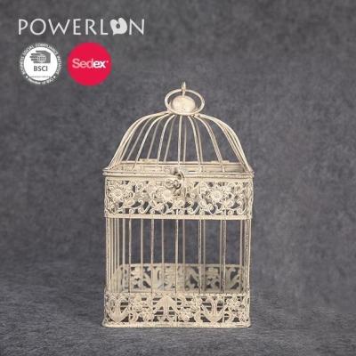 China Europe Gold Glegant Metal Decor Bird Cage Carriers Homes Shabby Chic Hanging Cage Price for sale