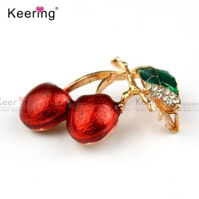 China Wholesale Jewelry Garment Rhinestone Cherry Brooch Accessories Small Decorate To Customize For Woman WBRA-075 for sale