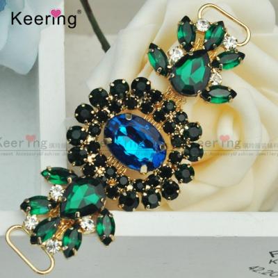 China Eco-friendly olive green faux stone rhinestone buckle for bikini ornament shoes crystal stone decorations WCK-1342 for sale