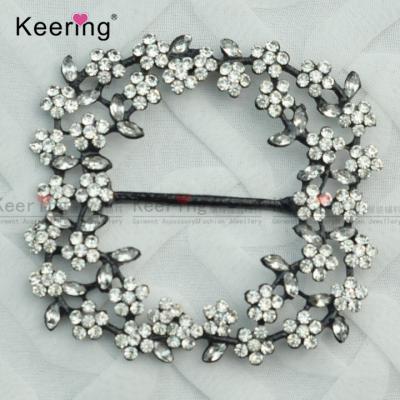 China Design Rhinestone Nickel Free Hot Buckle With Small Beaded Flowers For Women's Belt Bags WCK-1358 for sale