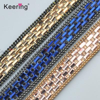 China Fashionable Crystal Rhinestone Metal Chain Hot Fix Band WRPB-143 for sale