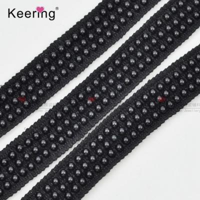 China Hot crochet lace black beaded tirm mobile phone design decorations for clothes WTPE-087 for sale